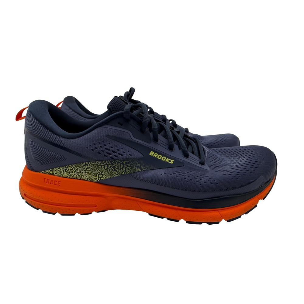 Brooks Trace 3 Running Shoes Mens 12 Navy Orange Excellent DNA LOFT Sneakers